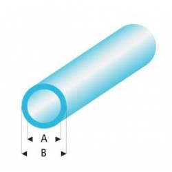 Tube styrène transparent Bleu